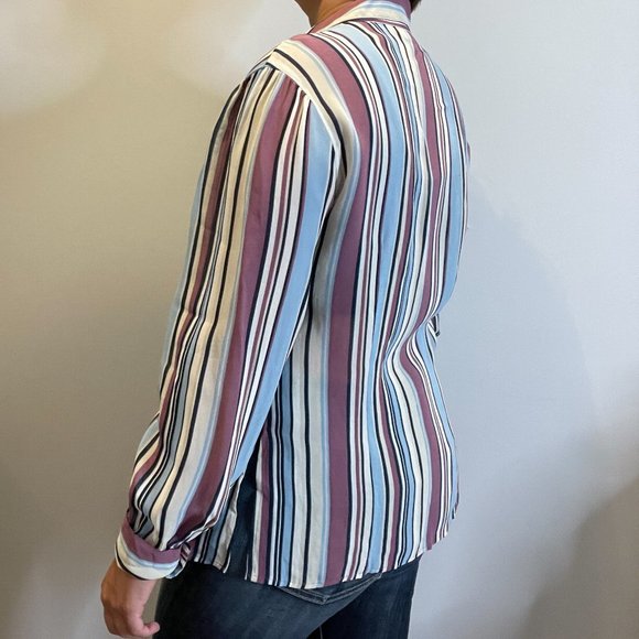 Vintage Blouse with Multicolour Striped  -8- - Picture 5 of 6